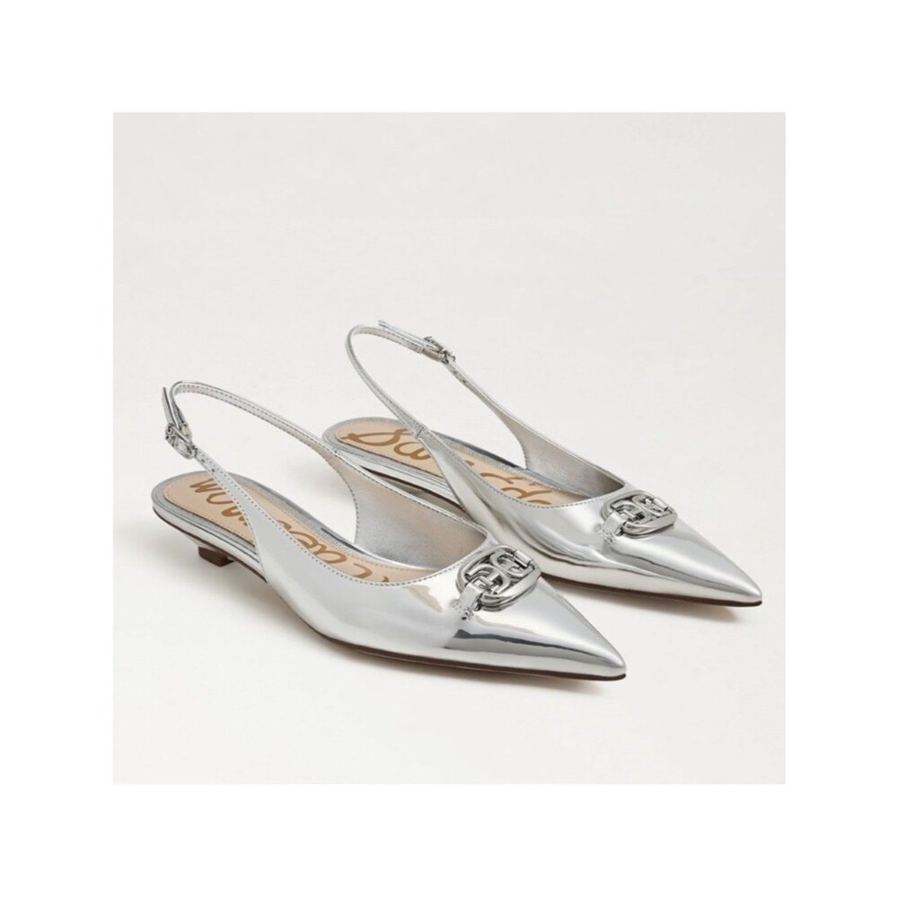 New Sam Edelman Aggie Slingback Flat in Silver Size 6.5